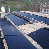 Flachdach 14 kWp. Solaranlage Sachseln, Erstellt 2015